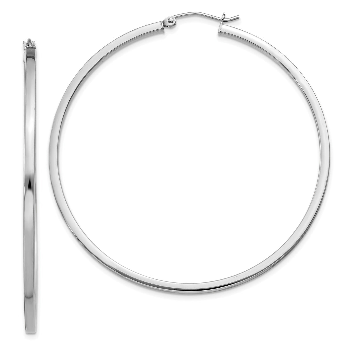 Sterling Silver Hoop Earrings, Large Round Design, High Polish Finish, Minimalist Style for Women
