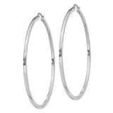 Sterling Silver Hoop Earrings, Large Polished Tube Hoops, Lightweight Minimalist Design for Women