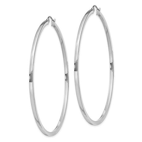 Sterling Silver Hoop Earrings, Large Polished Tube Hoops, Lightweight Minimalist Design for Women