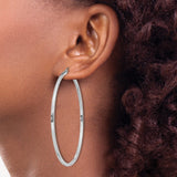 Sterling Silver Hoop Earrings, Large Polished Tube Hoops, Lightweight Minimalist Design for Women