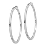 Sterling Silver Hoop Earrings, Large Polished Round Tube Design, Minimalist Modern Style