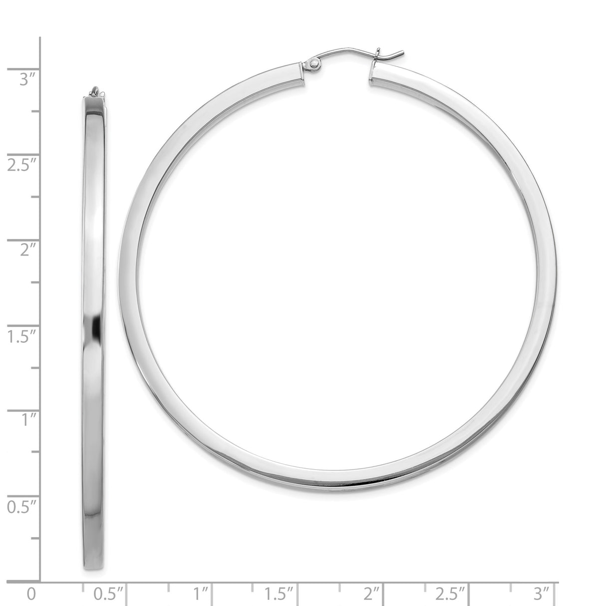 Sterling Silver Hoop Earrings, Large Polished Round Tube Design, Minimalist Modern Style