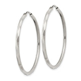 Sterling Silver Hoop Earrings, Endless Loop with Diamond Cut Texture, Lightweight Faceted Style