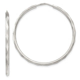 Sterling Silver Hoop Earrings, Endless Loop with Diamond Cut Texture, Lightweight Faceted Style