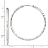 Sterling Silver Hoop Earrings, Polished and Diamond-Cut Texture, Lightweight Endless Design