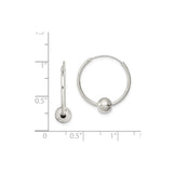 Sterling Silver Hoop Earrings with Polished Bead Accent, Lightweight Minimalist Design for Women
