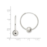 Sterling Silver Hoop Earrings with Polished Sphere Accent, Modern Minimalist Design for Women