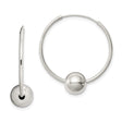 Sterling Silver Hoop Earrings with Polished Sphere Accent, Modern Minimalist Design for Women