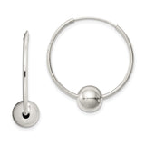 Sterling Silver Hoop Earrings with Polished Sphere Accent, Modern Minimalist Design for Women
