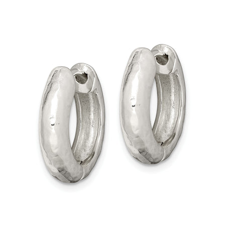Sterling Silver Hoop Earrings, Chunky Hammered Rounded Hoops, Modern Unisex Design