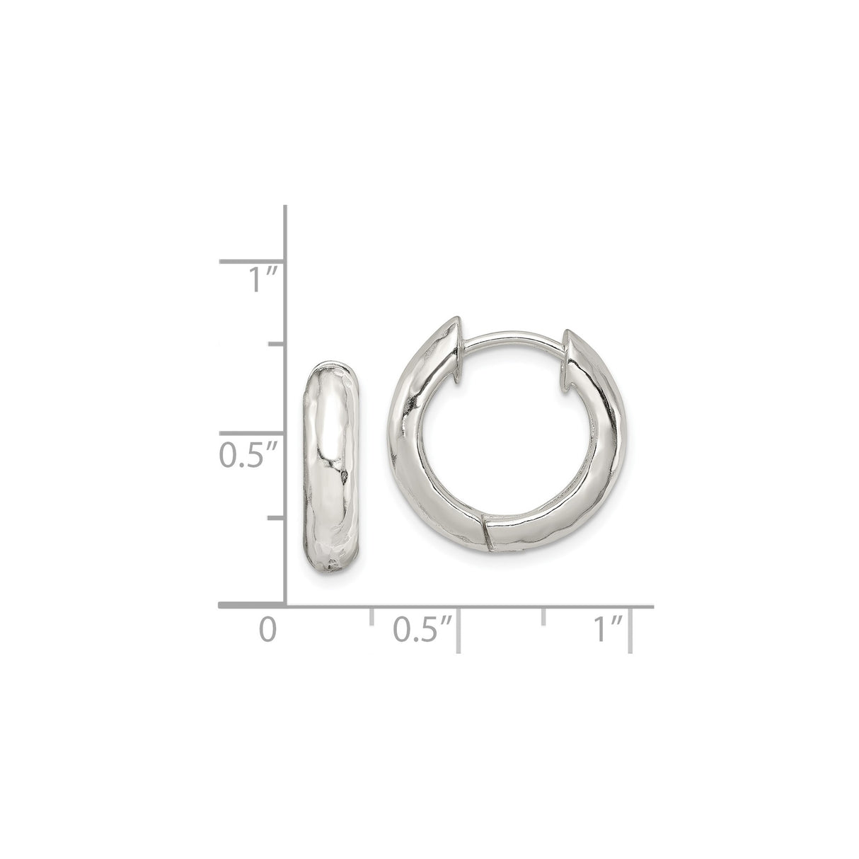 Sterling Silver Hoop Earrings, Chunky Hammered Rounded Hoops, Modern Unisex Design