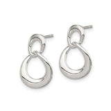 Sterling Silver Dangle Earrings with Open Loop Twisted Design, Lightweight Minimalist Style