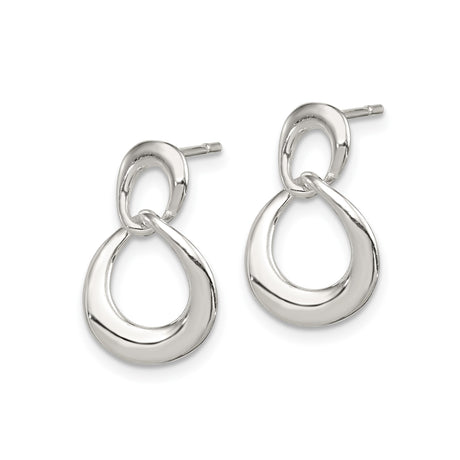 Sterling Silver Dangle Earrings with Open Loop Twisted Design, Lightweight Minimalist Style