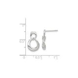 Sterling Silver Dangle Earrings with Open Loop Twisted Design, Lightweight Minimalist Style