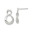 Sterling Silver Dangle Earrings with Open Loop Twisted Design, Lightweight Minimalist Style