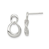 Sterling Silver Dangle Earrings with Open Loop Twisted Design, Lightweight Minimalist Style