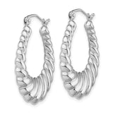Sterling Silver Twisted Hoop Earrings, Ribbed Rope Design, Bold Textured Classic Hoops for Women