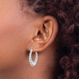 Sterling Silver Twisted Hoop Earrings, Ribbed Rope Design, Bold Textured Classic Hoops for Women