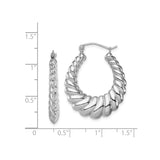 Sterling Silver Twisted Hoop Earrings, Ribbed Rope Design, Bold Textured Classic Hoops for Women