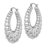 Sterling Silver Scalloped Hoop Earrings with Bold Textured High Polish Finish