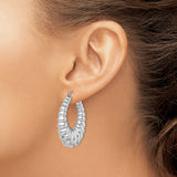 Sterling Silver Scalloped Hoop Earrings with Bold Textured High Polish Finish