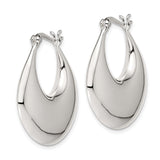 Sterling Silver Teardrop Hoop Earrings, High Polish Modern Design for Women