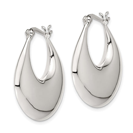 Sterling Silver Teardrop Hoop Earrings, High Polish Modern Design for Women