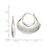 Sterling Silver Teardrop Hoop Earrings, High Polish Modern Design for Women