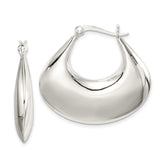 Sterling Silver Teardrop Hoop Earrings, High Polish Modern Design for Women