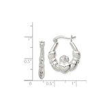 Sterling Silver Claddagh Hoop Earrings, Irish Heart Hands Crown Symbol, Celtic Jewelry for Women