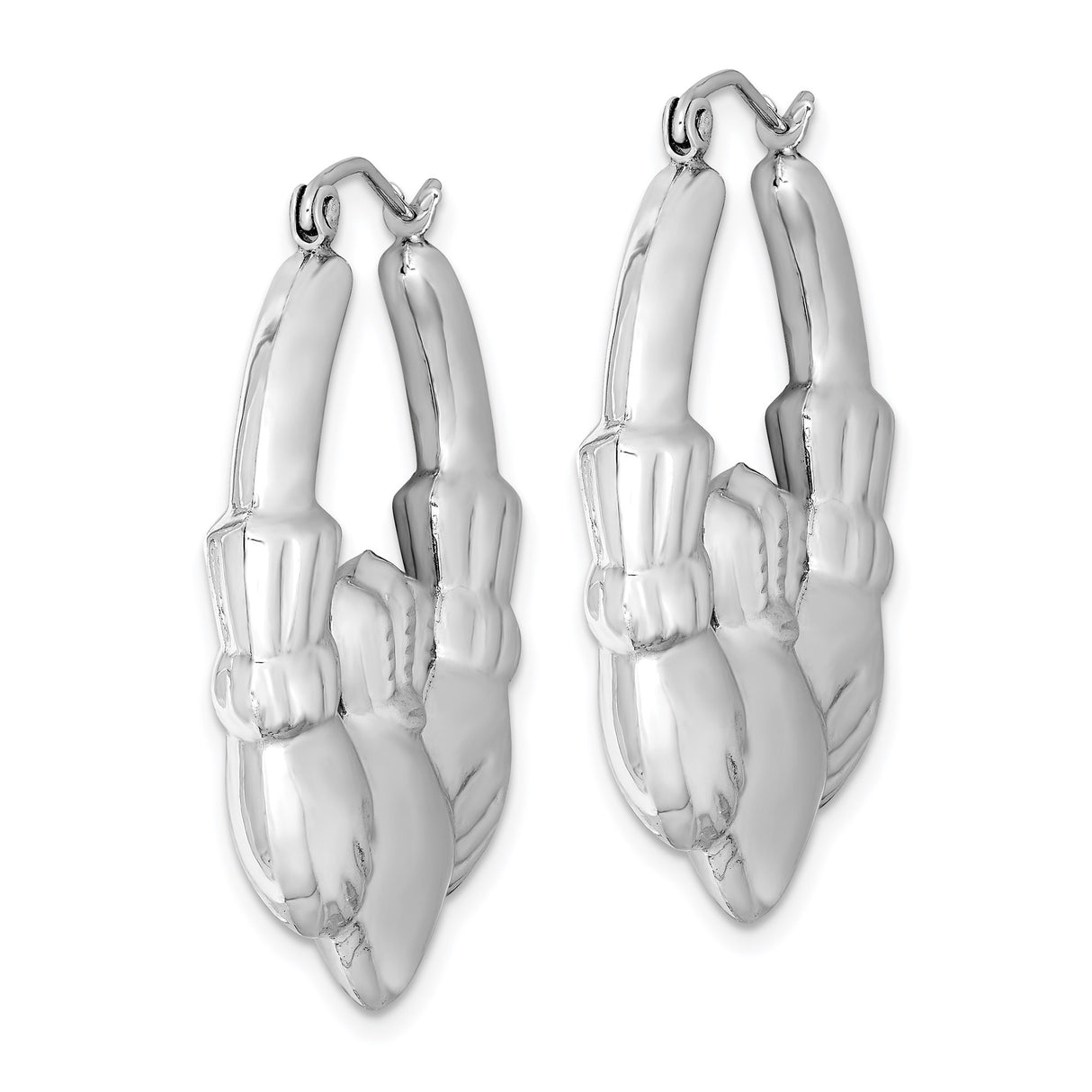 Sterling Silver Claddagh Hoop Earrings with Crowned Heart Celtic Design