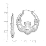 Sterling Silver Claddagh Hoop Earrings with Crowned Heart Celtic Design