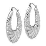 Sterling Silver Twisted Hoop Earrings with Bold Ribbed Design and High-Polish Finish
