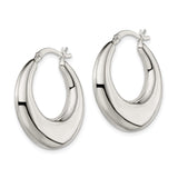 Sterling Silver Hoop Earrings, Bold Puffed Crescent Design, Polished Chunky Style for Women