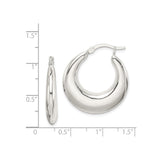 Sterling Silver Hoop Earrings, Bold Puffed Crescent Design, Polished Chunky Style for Women