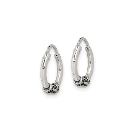 Sterling Silver Hoop Earrings with Twisted Wire Design, Handcrafted Bali Style