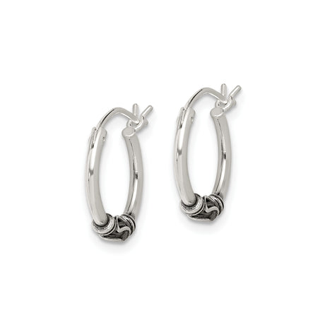 Sterling Silver Hoop Earrings with Twisted Wire Design, Bali Inspired Boho Style for Women or Unisex