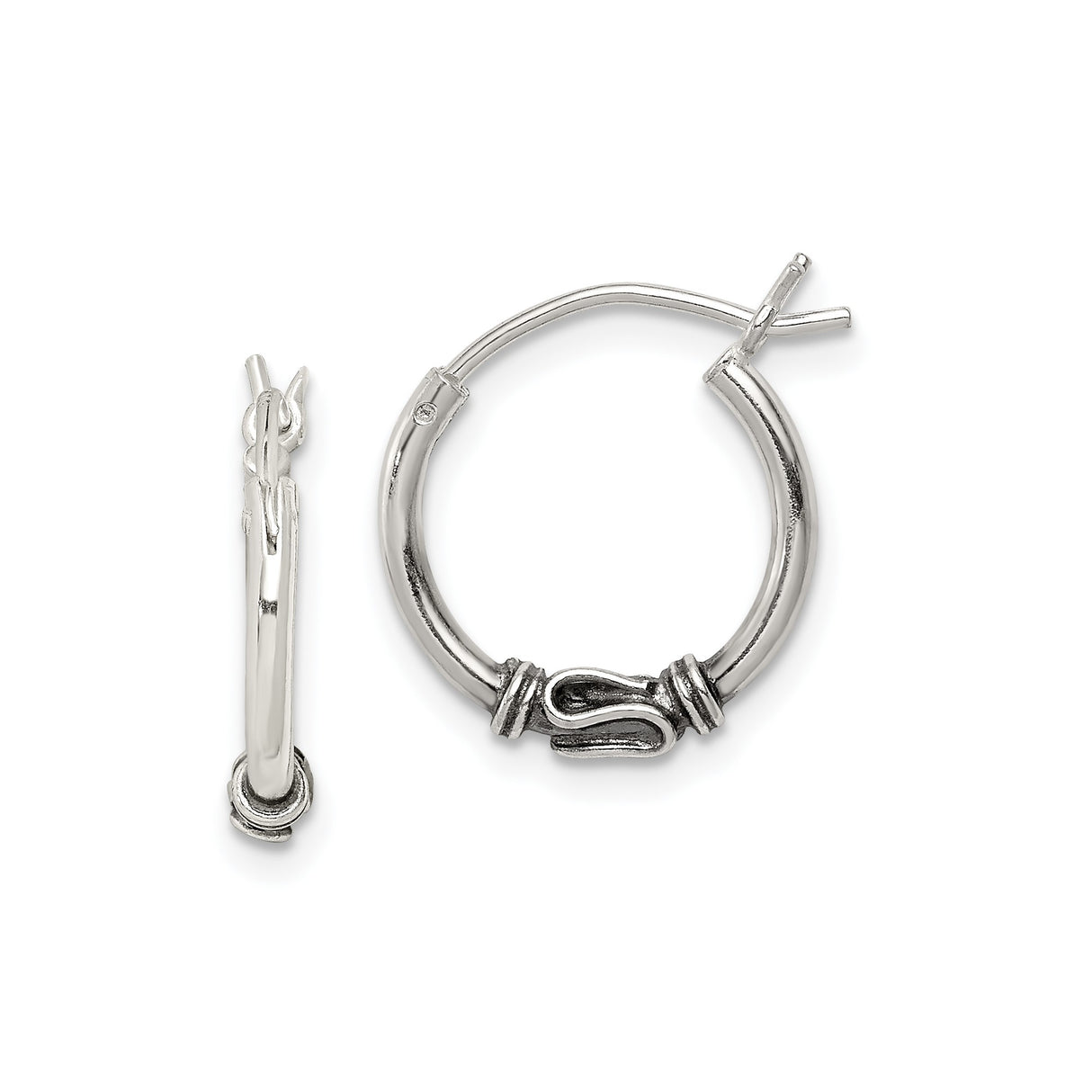 Sterling Silver Hoop Earrings with Twisted Wire Design, Bali Inspired Boho Style for Women or Unisex