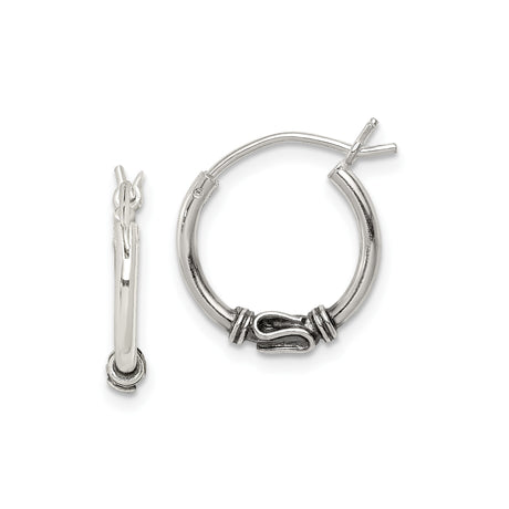 Sterling Silver Hoop Earrings with Twisted Wire Design, Bali Inspired Boho Style for Women or Unisex