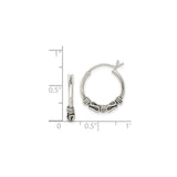 Sterling Silver Hoop Earrings with Ornate Wire Scrollwork, Lightweight Balinese Boho Style