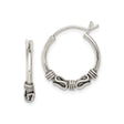 Sterling Silver Hoop Earrings with Ornate Wire Scrollwork, Lightweight Balinese Boho Style