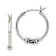 Sterling Silver Hoop Earrings with Twisted S-Hook Detail, Polished Finish, Boho Bali Style