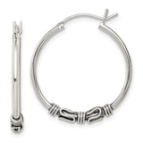 Sterling Silver Hoop Earrings with Twisted Wire and Scroll Detailing, Boho Artisan Style