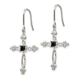 Sterling Silver Cross Pendant with Cubic Zirconia and Diamond Accents, Ornate Religious Design