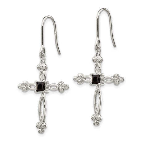 Sterling Silver Cross Pendant with Cubic Zirconia and Diamond Accents, Ornate Religious Design
