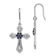 Sterling Silver Cross Pendant with Black Cubic Zirconia and Milgrain Edge Openwork Design