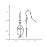 Sterling Silver Cross Pendant with Ichthus Symbol, Polished Diamond-Cut Design