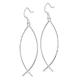 Sterling Silver Ichthys Dangle Earrings Open Fish Design