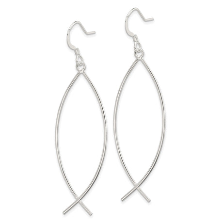 Sterling Silver Ichthys Dangle Earrings Open Fish Design