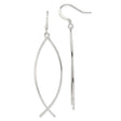 Sterling Silver Ichthys Dangle Earrings for Women with Open Fish Design, Lightweight Christian Symbol Jewelry, Minimalist Faith Drop Style for Everyday Wear, Elegant Spiritual Religious Earrings